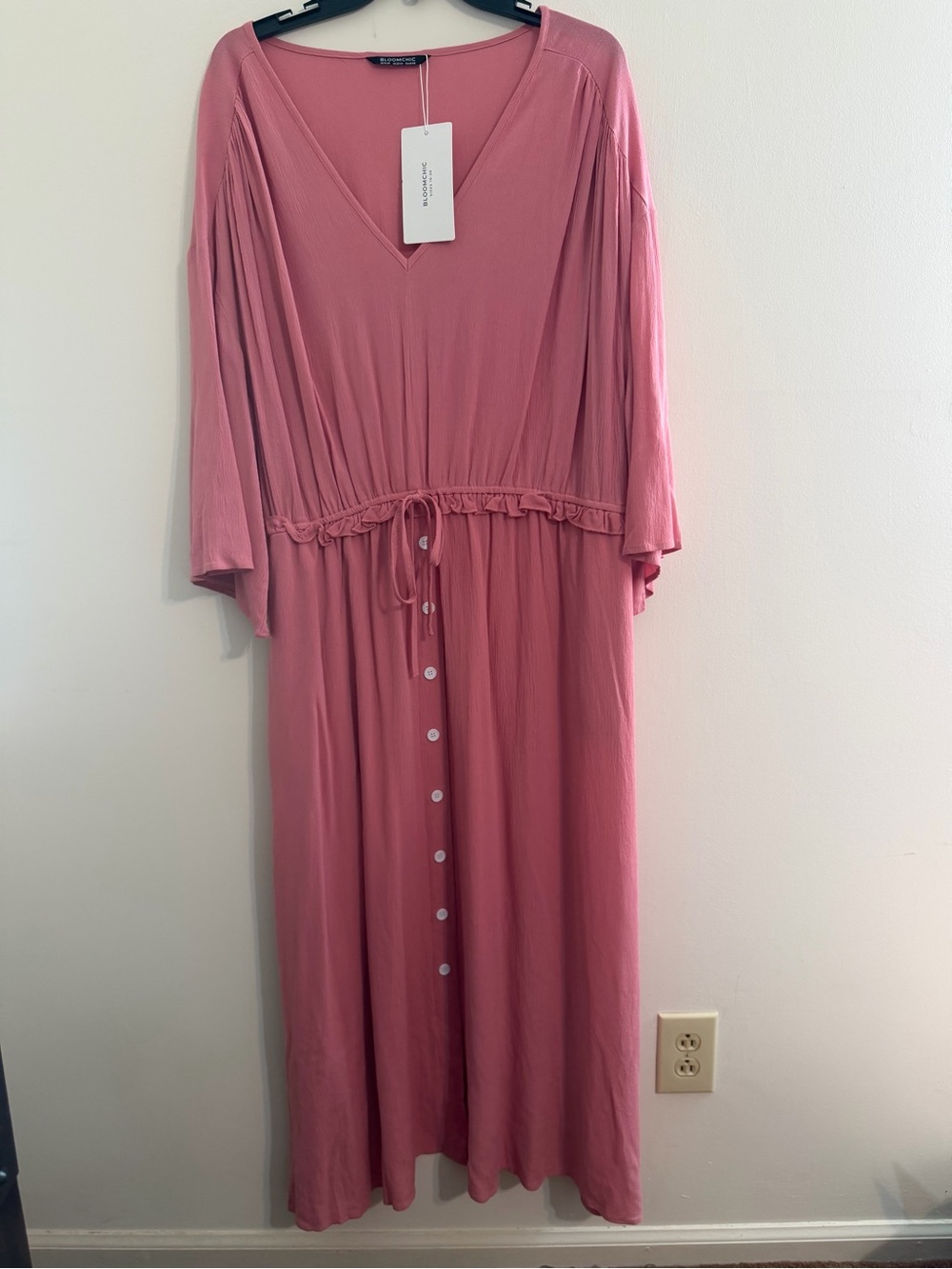 NWT Dusty Rose Fairy Cottagecore Boho Coquette Maxi Dress Size 18-20 Bow Flowy
